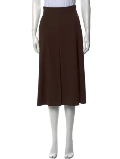 Pre-owned Max Mara Wool Midi Length Skirt In Brown