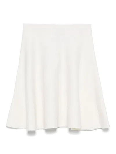 Max Mara Wool Midi Skirt In White
