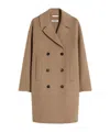 Max Mara Wool Broadcloth Midi Coat In Brown