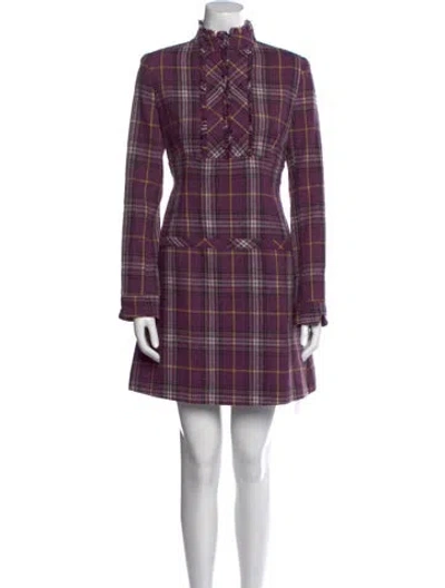 Pre-owned Max Mara Wool Mini Dress In Purple