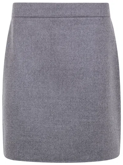 Max Mara Wool Mini Skirt "mxs Acinoso" In Gray