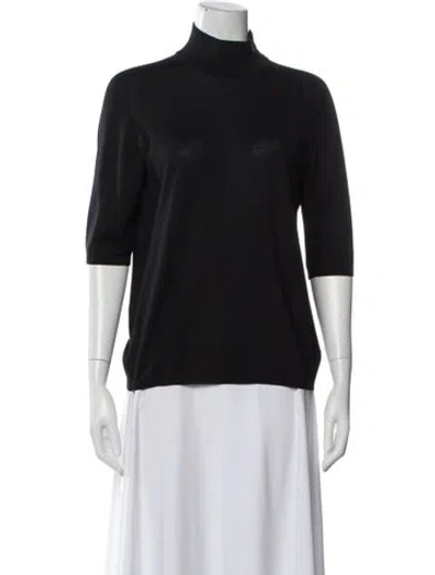 Pre-owned Max Mara Wool Mock Neck Sweater In Black