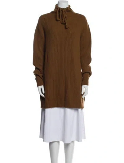Pre-owned Max Mara Wool Mock Neck Sweater In Brown