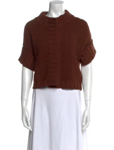 Pre-owned Max Mara Wool Mock Neck Sweater In Brown