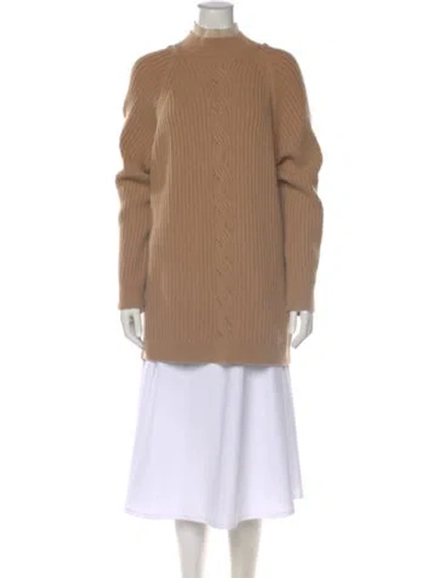 Pre-owned Max Mara Wool Mock Neck Sweater In Brown