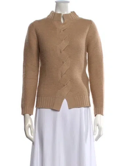 Pre-owned Max Mara Wool Mock Neck Sweater In Neutral