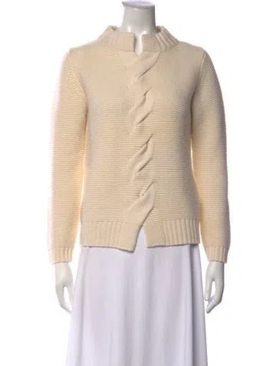 Pre-owned Max Mara Wool Mock Neck Sweater In Neutrals