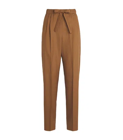 Max Mara Wool-mohair Straight Trousers In Brown