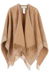 Max Mara Monogram-pattern Wool Poncho In Beige