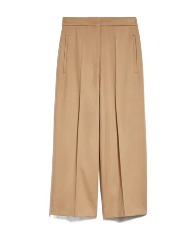 Max Mara Wool Nine Cents Casual Trousers In Brown