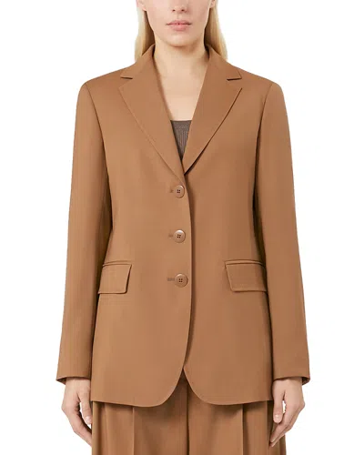 Max Mara Wool Notched Lapel Blazer In Brown