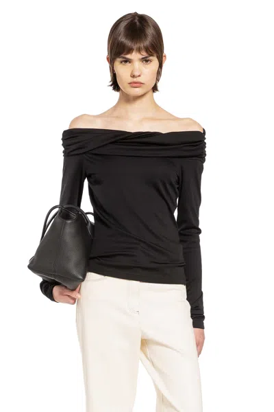 Max Mara Off-the-shoulder Wool Top In Black