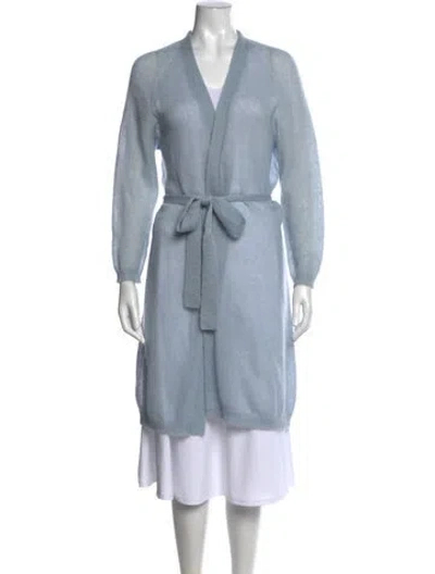 Pre-owned Max Mara Wool Open Front Sweater In Blue