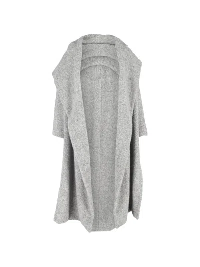 Pre-owned Max Mara Wool Open Long Coat In Gray