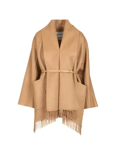 Max Mara Wool Oversized Coat In Brown
