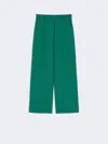 Max Mara Wool Palazzo Trousers In Green