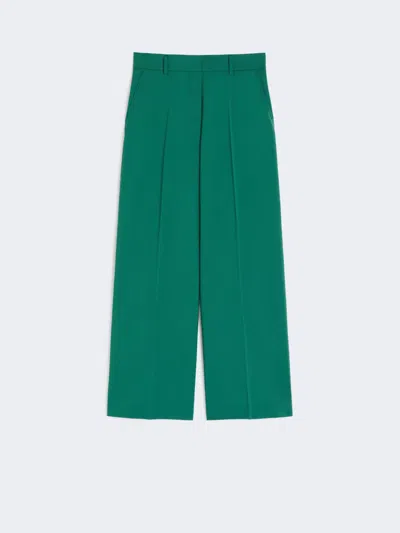 Max Mara Wool Palazzo Trousers In Green