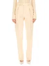Max Mara Button Detailed Straight Leg Pants In Ivory