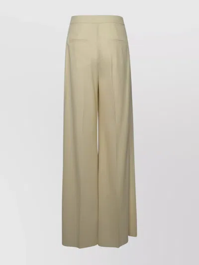 Max Mara Wool Pants With Belt Loops And Wide Leg In Gray