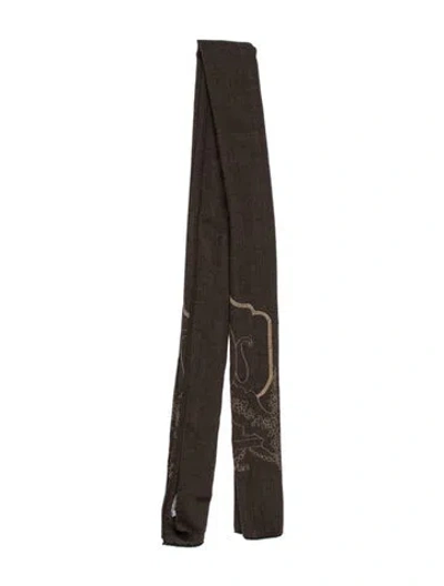 Pre-owned Max Mara Wool Patterned Snood In Brown