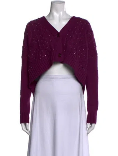 Pre-owned Max Mara Wool Patterned Sweater In Purple