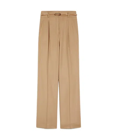 Max Mara Wool Pendant Trousers In Nude