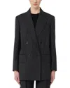 Max Mara Wool Pinstriped Blazer In Black