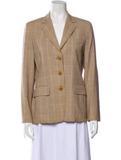 Pre-owned Max Mara Wool Plaid Print Blazer In Neutral