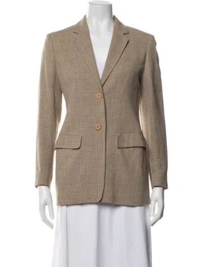Pre-owned Max Mara Wool Plaid Print Blazer In Neutrals