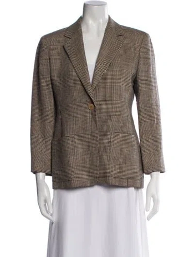 Pre-owned Max Mara Wool Plaid Print Blazer In Neutrals