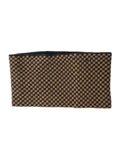 Pre-owned Max Mara Wool Plaid Print Infinity Scarf In Gray