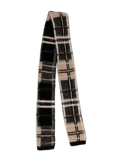 Pre-owned Max Mara Wool Plaid Print Scarf In Neutral