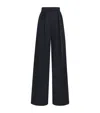 Max Mara Wool Pleated Straight Trousers In Blue