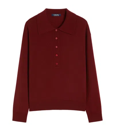 Max Mara Wool Polo-collar Sweater In Red