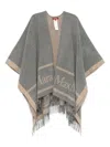 Max Mara Grey Jacquard Wool Hilde Poncho In Gray