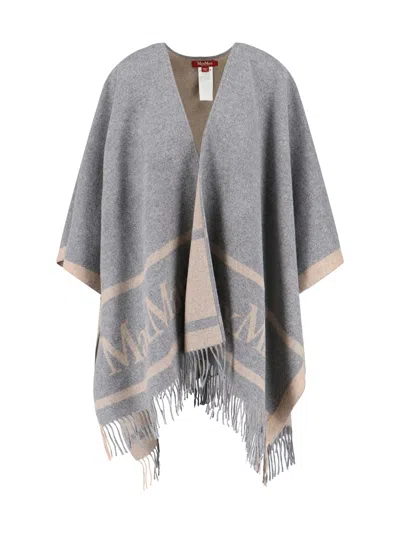Max Mara Fringe Detailing Two-tone Scarf In Gray