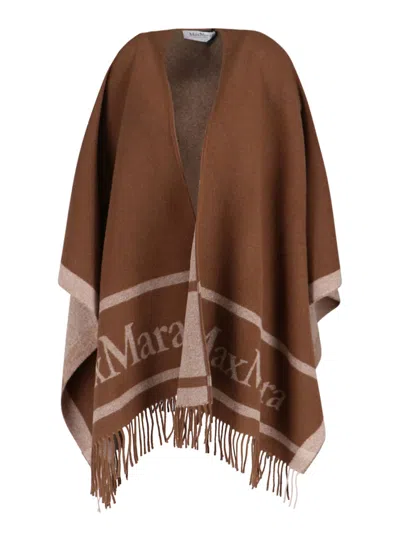 Max Mara Wool Poncho Hilde In Brown