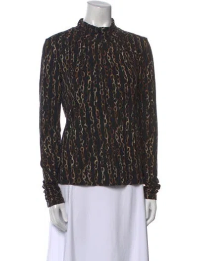 Pre-owned Max Mara Wool Printed Blouse In Black