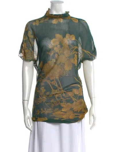 Pre-owned Max Mara Wool Printed Tunic In Green