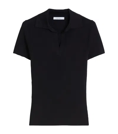 Max Mara Albero Polo Mc Knit Rib In Black