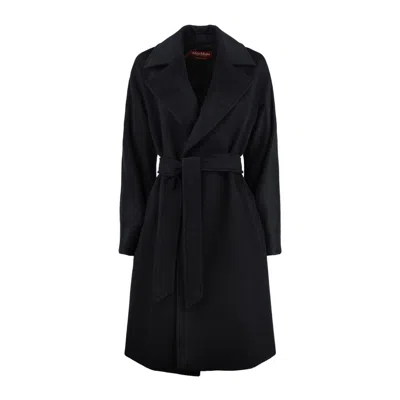 Max Mara Wool Robe Coat In Black