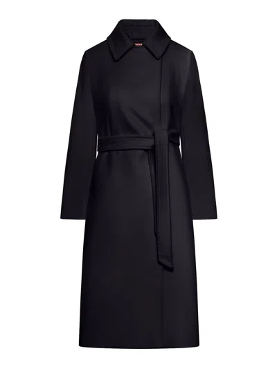 Max Mara Wool Robe Coat In Black