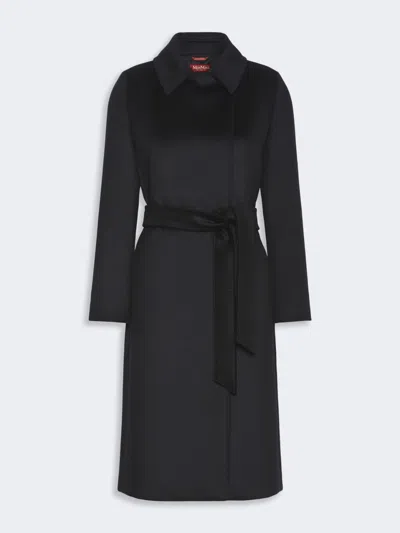 Max Mara Wool Robe Coat In Black