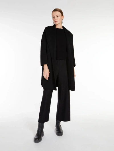 Max Mara Wool Robe Coat In Black