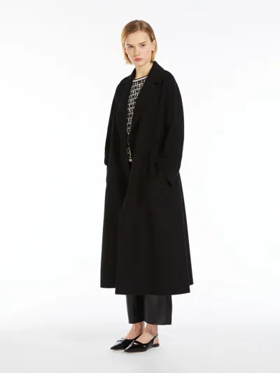 Max Mara Wool Robe Coat In Black