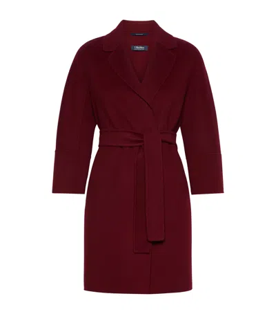 Max Mara Short Double-faced Wool Coat In Burgundy