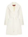 Max Mara Belted Wool Coat In White