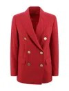 Shop Max Mara Wool Satin Crepe Blazer In Red