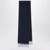 Max Mara Fringed Wool Scarf In Blue