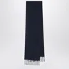 Max Mara Fringed Wool Scarf In Blue